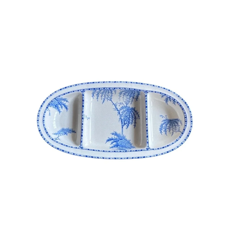 Pottery Barn Sophia Chinoiserie Blue White Divided Serving Platter 15 Inch Tray‎